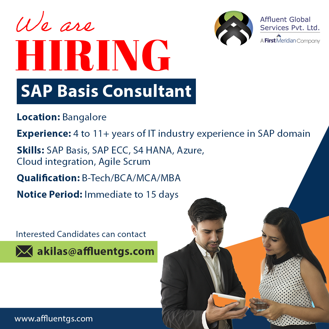 Unlock the power of SAP as a Basis Consultant! We're hiring tech enthusiasts to shape our digital landscape. Apply now: akilas@affluentgs.com.
-
#SAPJobs #SAPBasis #SAPConsultant #TechJobs #SAPAdmin #ITConsulting #TechCareer #ITInfrastructure #HiringNow