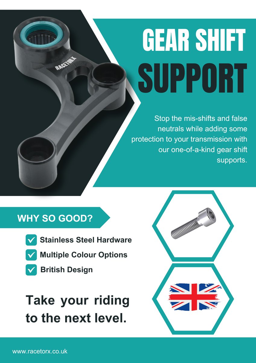 Precision Shifting with the RaceTorx Gear Shift Support! Minimize play, reduce false neutrals, enhance stability, and experience smoother gear transitions.

Read more here: racetorx.co.uk/2023/11/10/rac…

#RaceTorx #GearShiftPrecision #Motorcycle #RideWithConfidence #ShiftWithEase