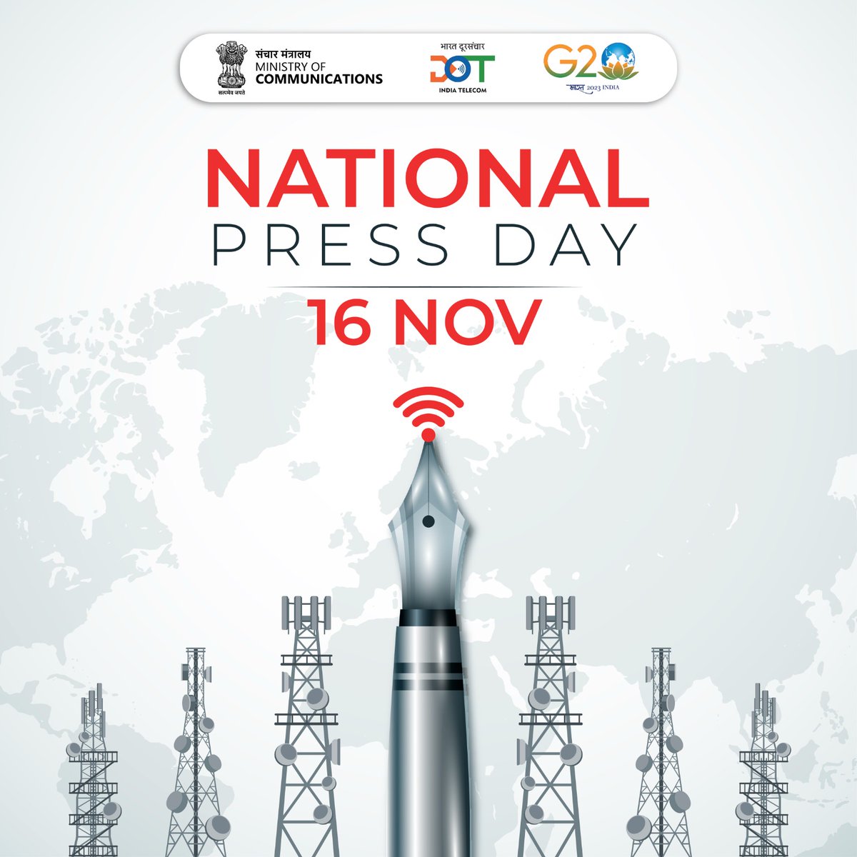 #NationalPressDay 2023 | @Dot_India is committed to provide affordable and accessible internet so that every news reach to the last mile and inclusive participation is ensured. Warm wishes to all the Journalists who tirelessly pursue truth and uphold the pillars of democracy.