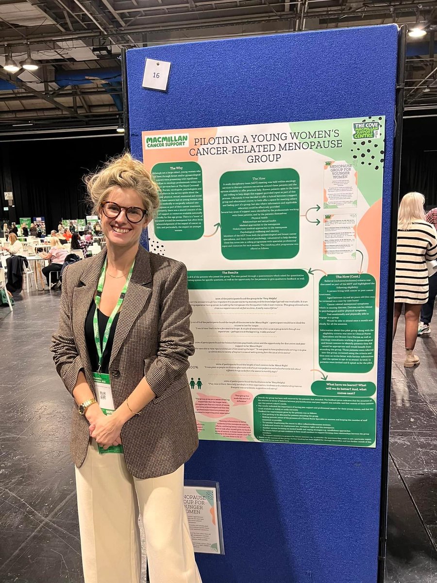 The Cove Macmillan Support Centre (@covemacmillan) on Twitter photo Cove Psychologist, Sophie Augarde presenting her poster at the Macmillan Conference in Glasgow on piloting a Young Women's Cancer Related Menopause Group. Great to be able to share this initiative <a href="/RCHTWeCare/">Royal Cornwall Hospitals NHS Trust</a> <a href="/RCHTPtExp/">Patient Experience</a> <a href="/macmillancancer/">Macmillan Cancer Support</a> Cove Psychologist, Sophie Augarde presenting her poster at the Macmillan Conference in Glasgow on piloting a Young Women's Cancer Related Menopause Group. Great to be able to share this initiative <a href="/RCHTWeCare/">Royal Cornwall Hospitals NHS Trust</a> <a href="/RCHTPtExp/">Patient Experience</a> <a href="/macmillancancer/">Macmillan Cancer Support</a>