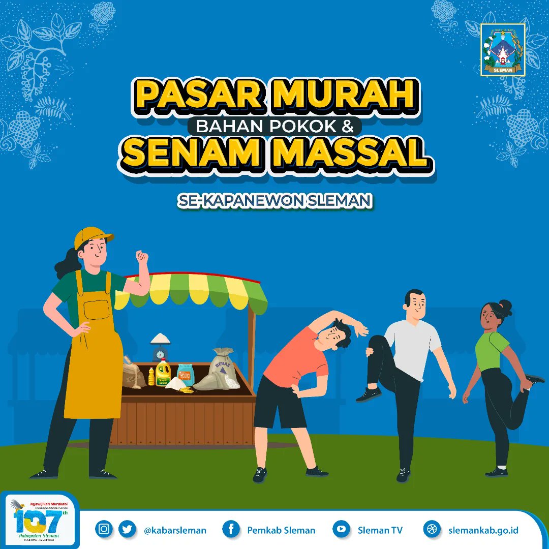 #Slemanis, sebagai upaya pengendalian inflasi, Pemkab Sleman melalui Tim Pengendalian Inflasi Daerah (TPID), menyelenggarakan Pasar Murah Bahan Pokok &amp; Senam Massal se-Kapanewon Sleman, selama 9 hari yakni pada tanggal 16, 17, 20, 21, 22, 23, 24, 27, dan 28 November 2023.