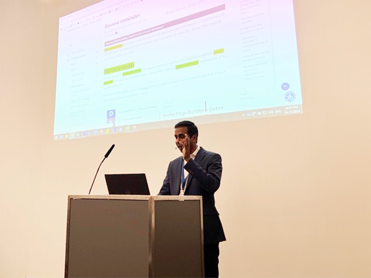 document360's tweet photo. Sharing highlights from our recent presentation at #tcworld conference.
#tekom #stuttgart #eventrecap #presentation #moments #techcomm #document360 https://t.co/FWXxlFX8n5