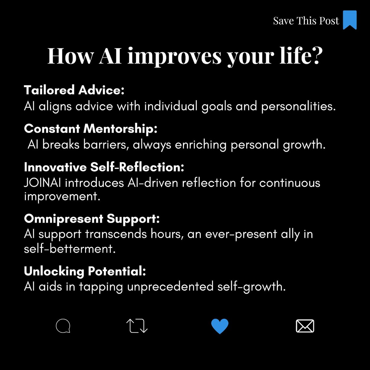 Unlock your potential with AI-guided self-growth! 🌱
--
Visit now: joinaiapp.com
.
.
.
#AISelfGrowth #EmpowerWithTech #DigitalMentorship #ContinuousImprovement #UnlockPotential #JOINAIJourney