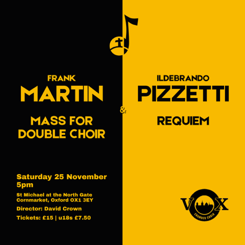 The Frank Martin and Pizzetti pieces were sounding proper lush in rehearsal last night. Complex multi-part writing and a wide range of emotions in both. Come to our concert on Saturday 25th in central Oxford to hear what I mean.