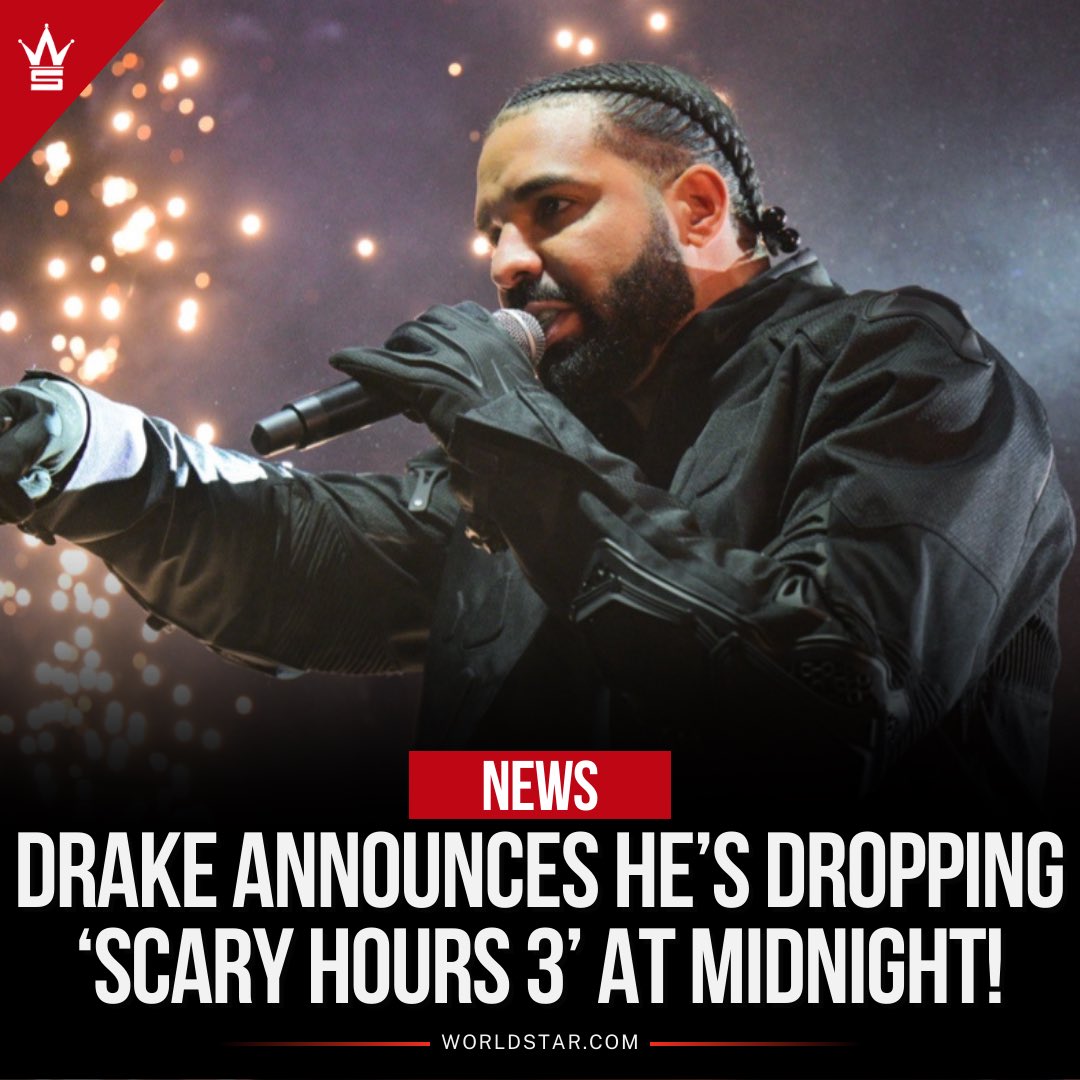 #Drake announced he’s dropping ‘Scary Hours 3’ at midnight just after releasing the video to “First Person Shooter” with #JCole! 😳