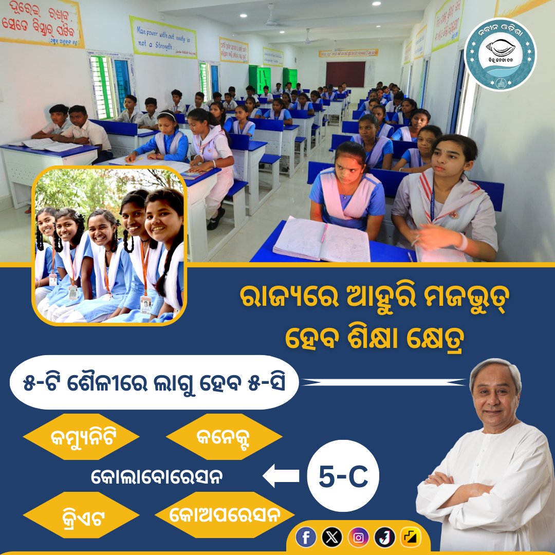 nabina_odisha's tweet photo. ନବୀନ ଓଡ଼ିଶାରେ ଶିକ୍ଷା ବ୍ୟବସ୍ଥାକୁ ଆହୁରି ମଜଭୁତ୍ କରିବ ୫-C । ଏହା ମାଧ୍ୟମରେ ବିଦ୍ୟାଳୟ, ଶିକ୍ଷକ, ଛାତ୍ରଛାତ୍ରୀ ଏବଂ ଅଭିଭାବକଙ୍କ ସମେତ ବିଭିନ୍ନ ଆଲୁମିନି ମଧ୍ୟରେ ସୁସମ୍ପର୍କ ସ୍ଥାପନ ହୋଇପାରିବ।
#5T
#NabinaOdisha 
#MoSchool
@MoSchoolOdisha https://t.co/S2TAQ6kKZj