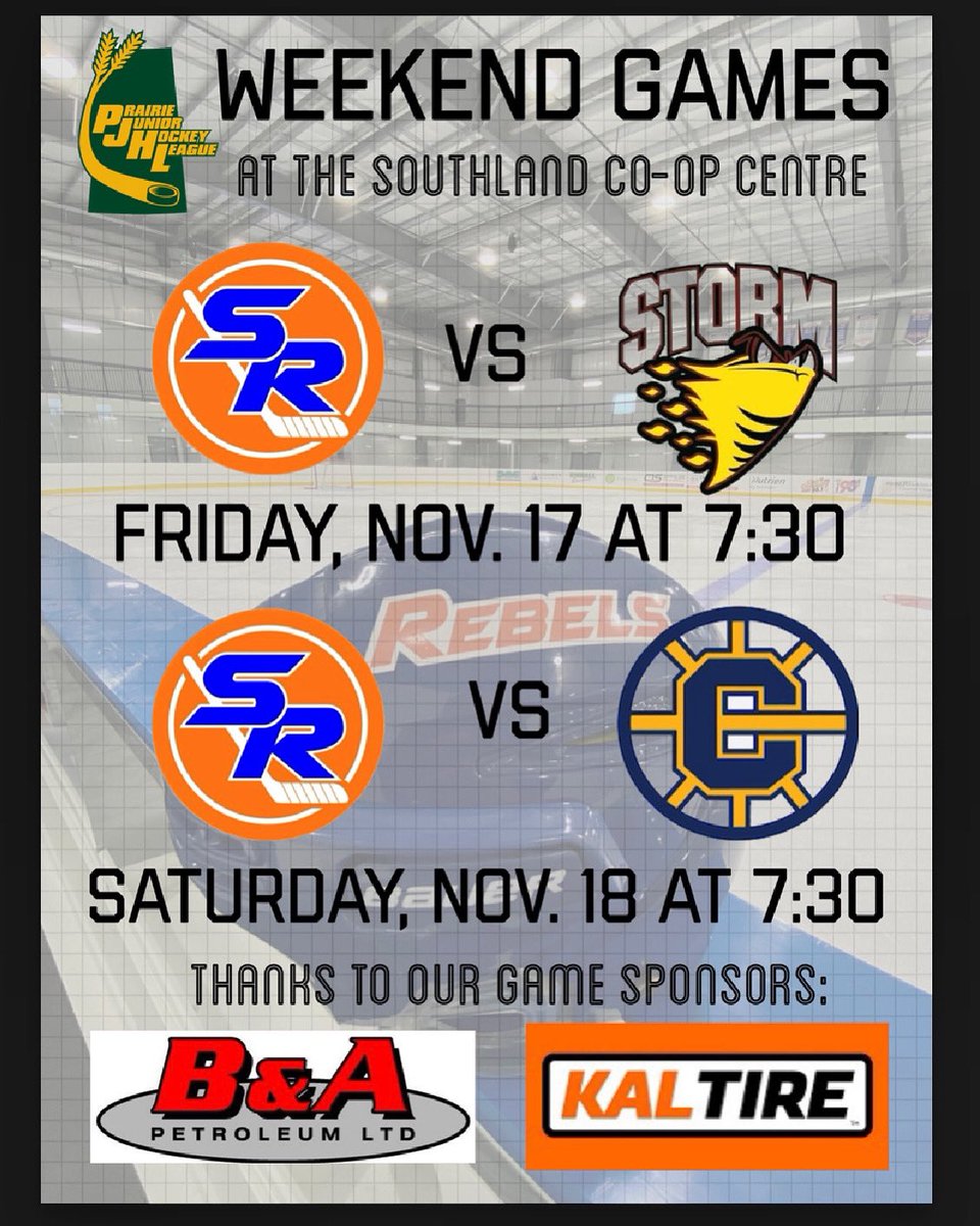 Back to back HOME GAMES this weekend Friday 7:30 vs <a href="/pilotbuttestorm/">Pilot Butte Storm</a> and Saturday 7:30 vs @Delisle_Chiefs