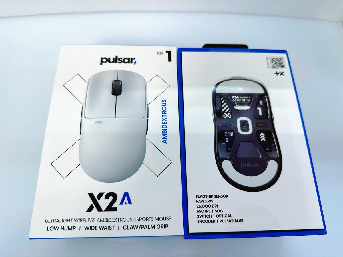 Tsukumo_eX's tweet photo. 【#ツクモ eX 2F】
🚀11/17(金)本日発売🚀
Pulsar Gaming Gears
『X2A/X2A mini』税込13,860円
右側にもサイドボタンがある左利きにうれしい仕様
手の大きさに合わせてノーマルサイズとミニサイズをお選びいただけますよ😎
#PulsarGG #X2H https://t.co/hgDC83EZgV
