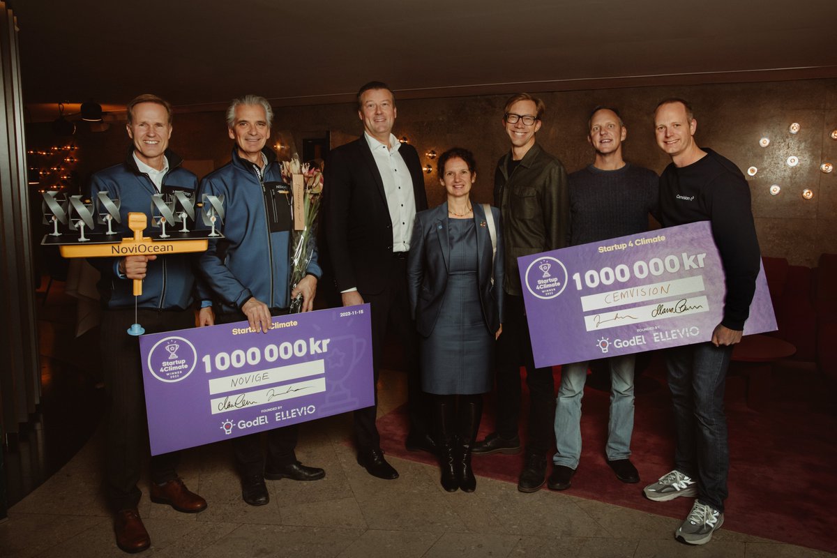 GodEliSverige's tweet photo. Fossilfri cement och innovativ vågkraft lyckliga vinnare av Startup 4 Climate!🌎💚

👏 Ett stort stort grattis till vinnarna CemVision och NoviOcean by NOVIGE AB.

Läs mer om tävlingen och vinnarna: https://t.co/UuJ8SQwnVJ https://t.co/NiiB3x8w7g