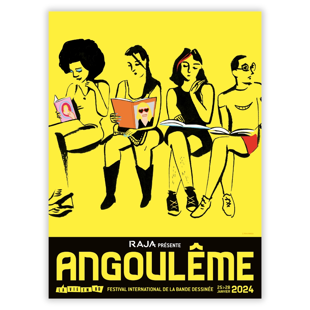 AFFICHE FIBD 2024 — NINE ANTICO ⬇️  L’illustratrice, autrice, scénariste et réalisatrice française Nine Antico, membre du jury de l’édition 2023, réalise l’une des trois affiches de cette nouvelle édition. #FIBD2024