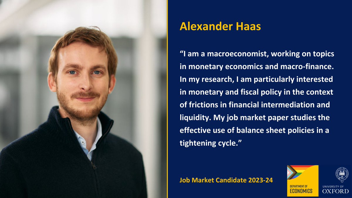 Introducing Alexander Haas! His expertise in monetary economics & macro-finance sheds light on balance sheet policies in tightening cycles. Discover more about Alexander & our outstanding #EconJobMarket candidates! bit.ly/47wS8MD
