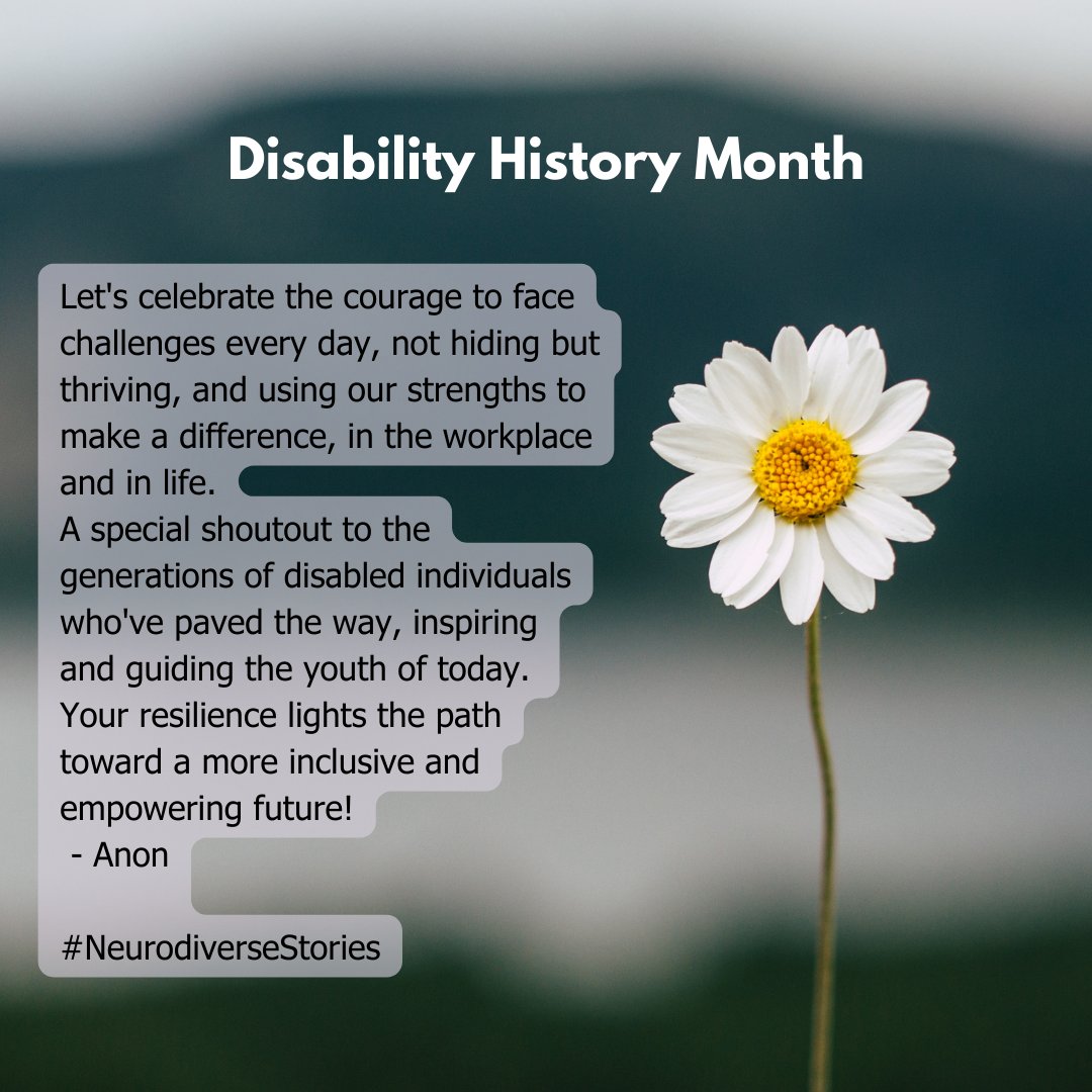 Happy #DisabilityHistoryMonth 

We really liked these words that were sent to us as part of our #NeurodiverseStories campaign.

#EmpowerYouth #DisabilityHistory #Neurodiversity #DisabilityTwitter