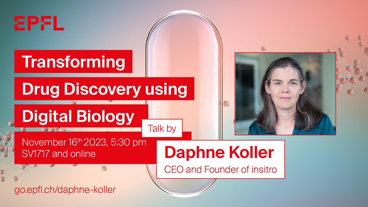 Transforming drug discovery using digital biology: this is what @DaphneKoller will talk about today at 5:30pm. This @epflSV conference will take place online: memento.epfl.ch/event/talk-by-…