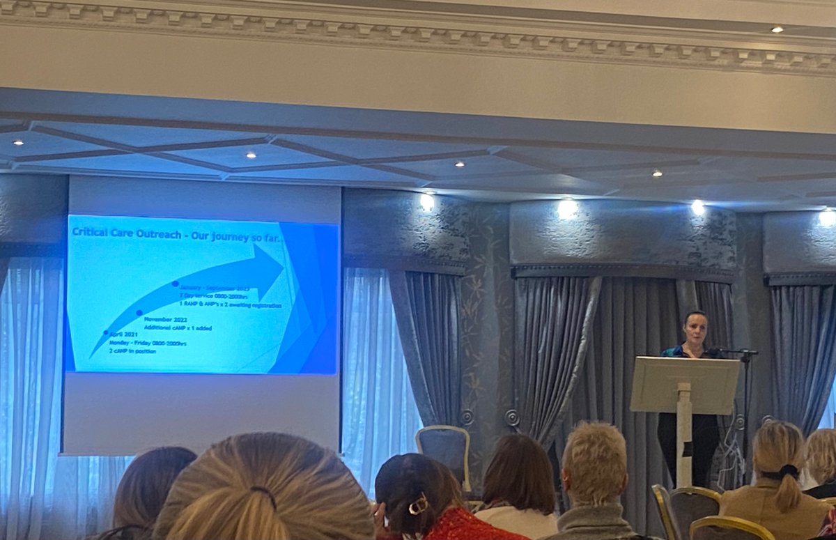 CCOT rANP @laughingash1 presenting Beaumont Hospitals Critical Care Outreach Service journey so far . Evidence of the significant impact of a patient safety centred service @NdigginNiamh @Beaumont_ICU