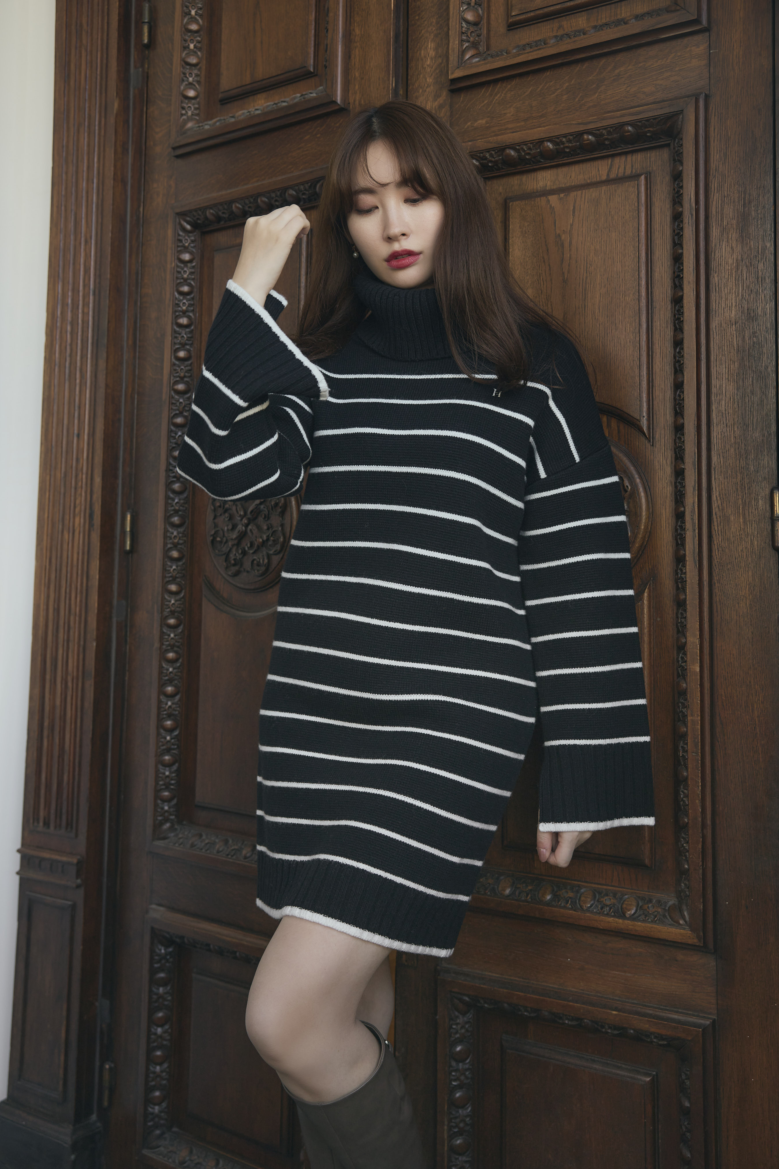 トップス herlipto StripedTurtleneck Knit Pullover Striped Turtleneck Knit Pullover（ニット/セーター）｜Her lip