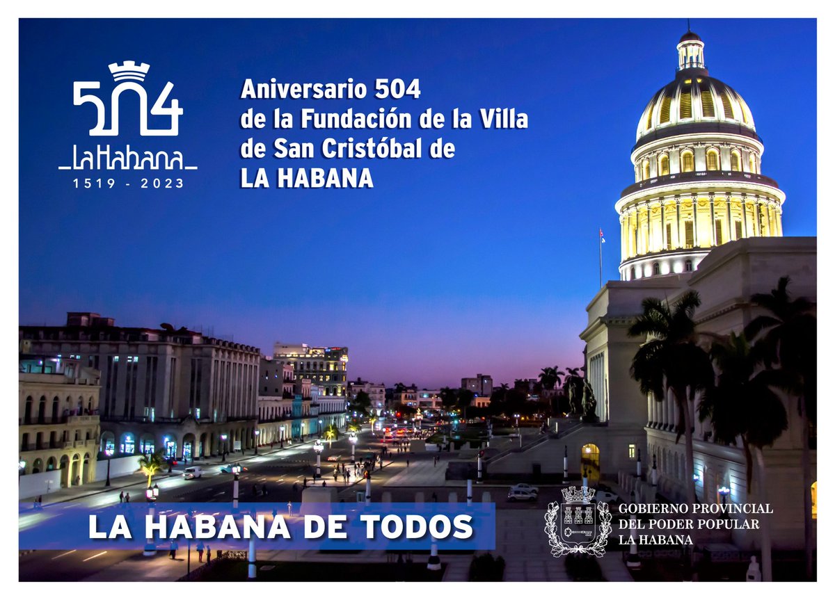 Felicidades a todos los cubanos. Hoy nuestra capital está de aniversario.

#LaHabanaDeTodos