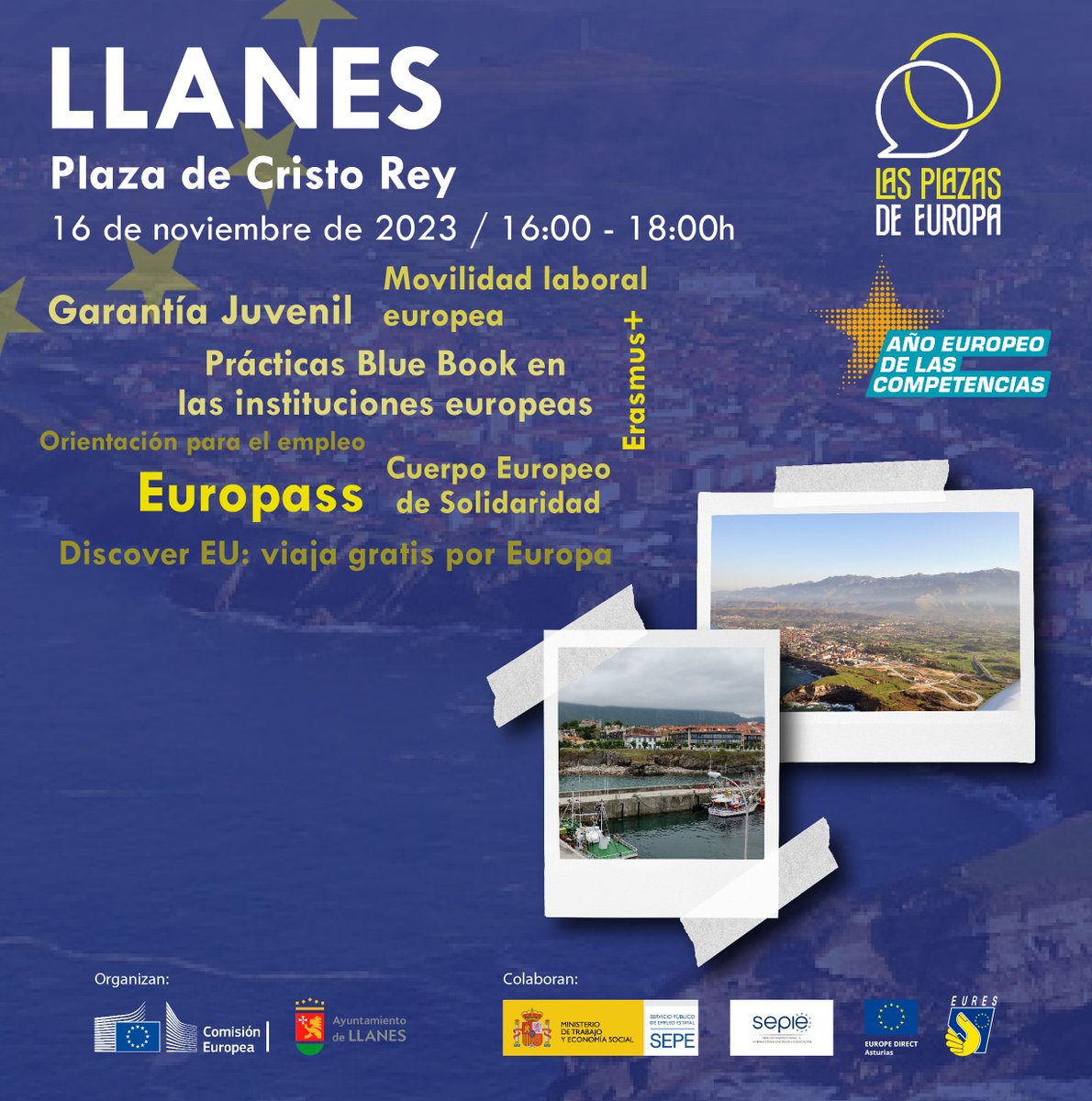 Hoy nos visita en Llanes, la @ComisionEuropea con su #PlazasDeEuropa, un proyecto que pone en valor la importancia de los pueblos y las localidades de menor tamaño en la promoción de los principales valores europeos: democracia, solidaridad, paz.