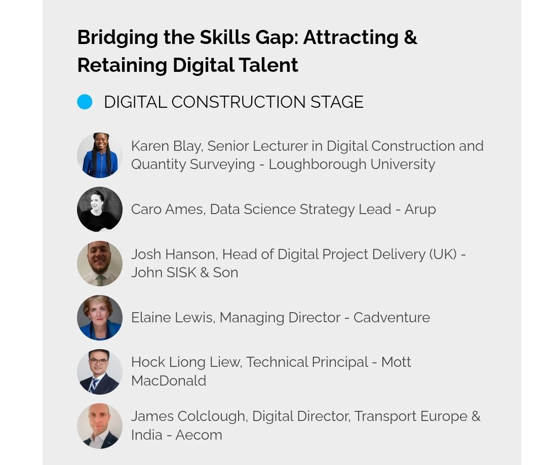 Head over to the #digitalconstruction stage at 11a.m to see Joshua Hanson of <a href="/JohnSiskandSon/">John Sisk & Son</a> talking about how to attract &amp; retain digital talent!....a big part of that must be the bespoke #iso19650 information management using BIM training, delivered by @BREAcademy right?? 🧐😆