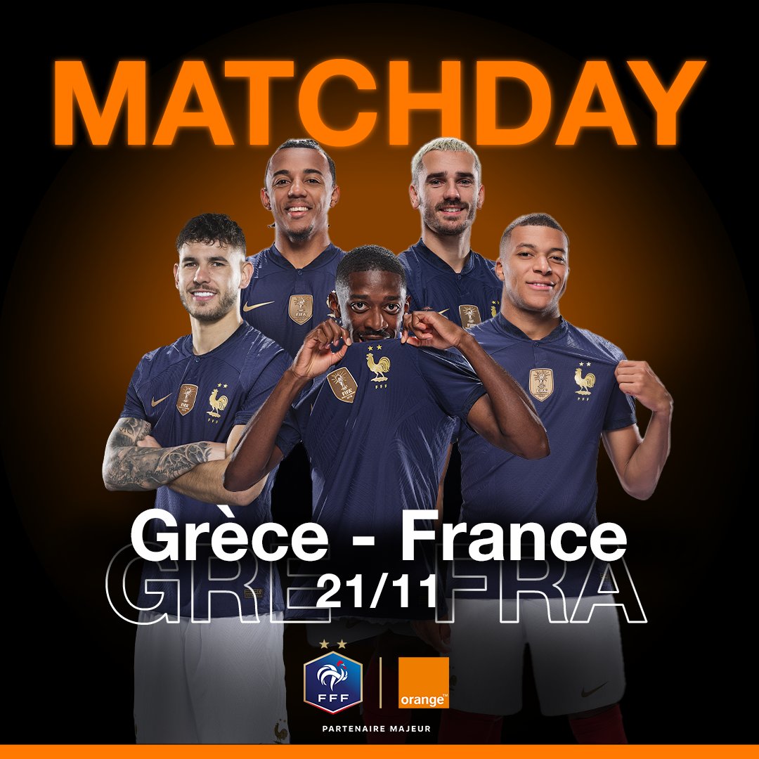 𝐃𝐔 𝐁𝐀𝐋𝐋𝐎𝐍 𝐑𝐎𝐍𝐃 𝐋𝐄 𝐌𝐀𝐑𝐃𝐈 𝐒𝐎𝐈𝐑 ! #GREFRA 🧡 Nos #Bleus se déplacent en Grèce pour continuer cette épopée de qualification 💪 3️⃣ maillots sont à gagner parmi les commentaires pour encourager notre équipe ⚽️🔥 #TeamOrange