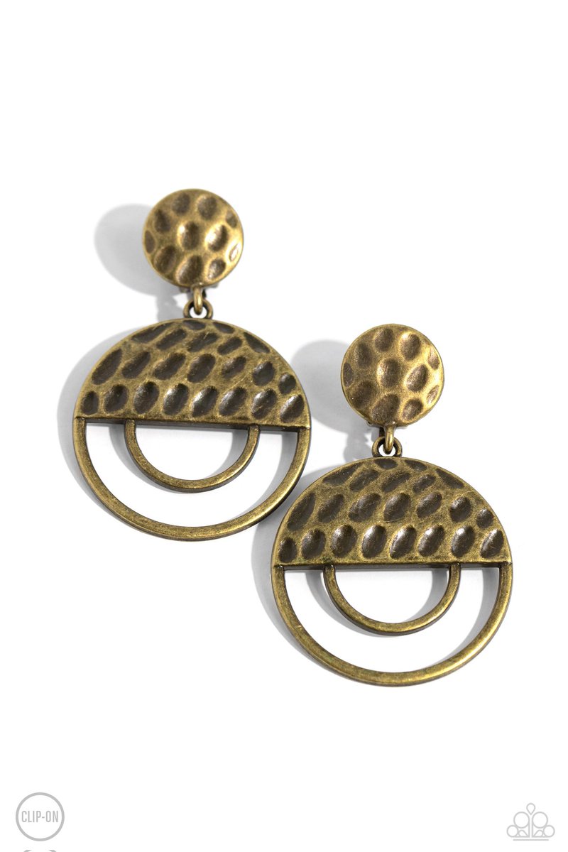 Southern Souvenir - Brass #cliponearrings #brassearrings #brassjewelry paparazziaccessories.com/shop/products/…