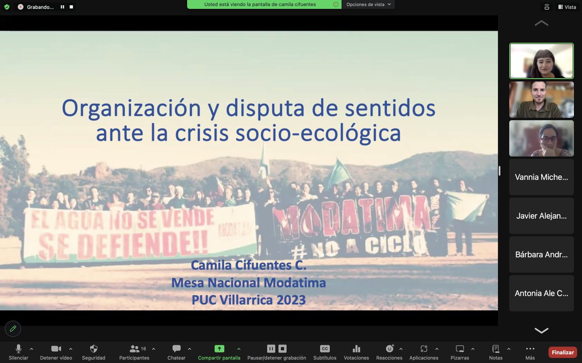 En curso "Bosques y Sociedad" (Ing. Forestal UC), tuvimos clase invitada de @Camicif de <a href="/modatima_cl/">Modatima 💧</a>, sobre el rol del Activismo en protección de Bosques, Agua, Comunidades. Muy agradecidxs de conocer esta realidad, necesidad y pequeños-grandes logros del Mov Ambiental en Chile