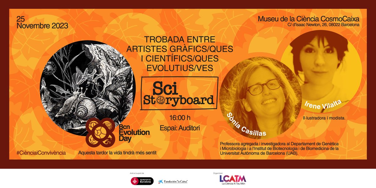 'Quines eines bioinformàtiques fem servir per representar i analitzar la #diversitat #genòmica a l'arbre de la vida?'

Ens ho expliquen @scasillasv @UABBarcelona i l'artista gràfica Irene Vilalta a #SciStoryboard 

#BcnEvoDay23 🗓️25/Nov  16:00 h a @CosmoCaixa