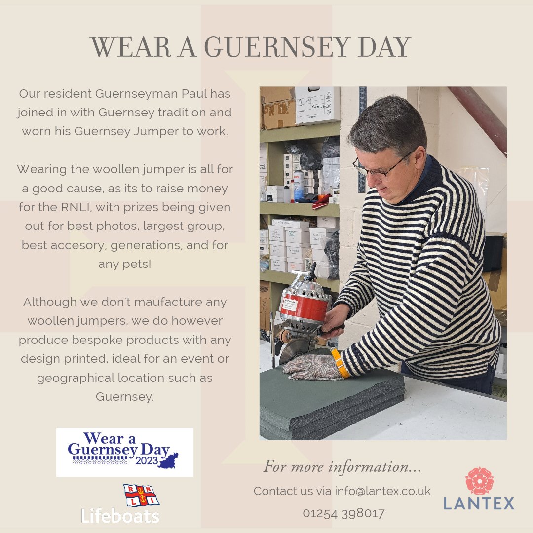 Its wear a Guernsey Day! 

info@lantex.co.uk 

#guernseywoollens #guernseylife #guernseyliving #guernseysweater #guernseyjumper #loveguernsey #wearaguernseyday