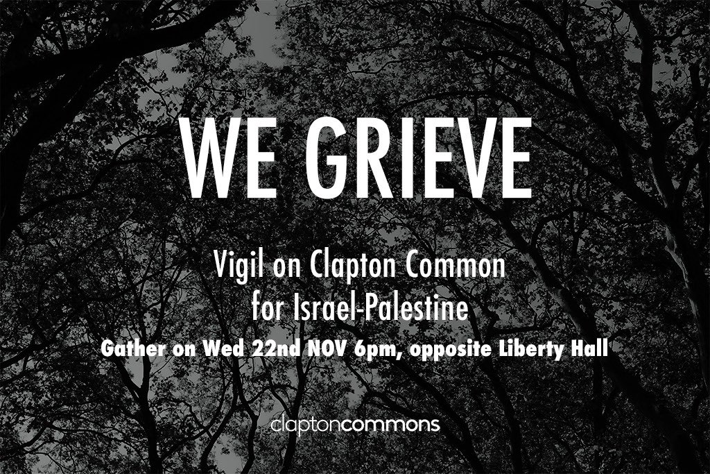 #WeGrieve with Israel and Palestine. With communities in our neighbourhood impacted by the horrific events in Israel & Gaza, we’re inviting you to come together in an act of solidarity, reflection and silence next Wednesday 22nd outside Liberty Hall 6pm. We’d love to see you✌️🕯️