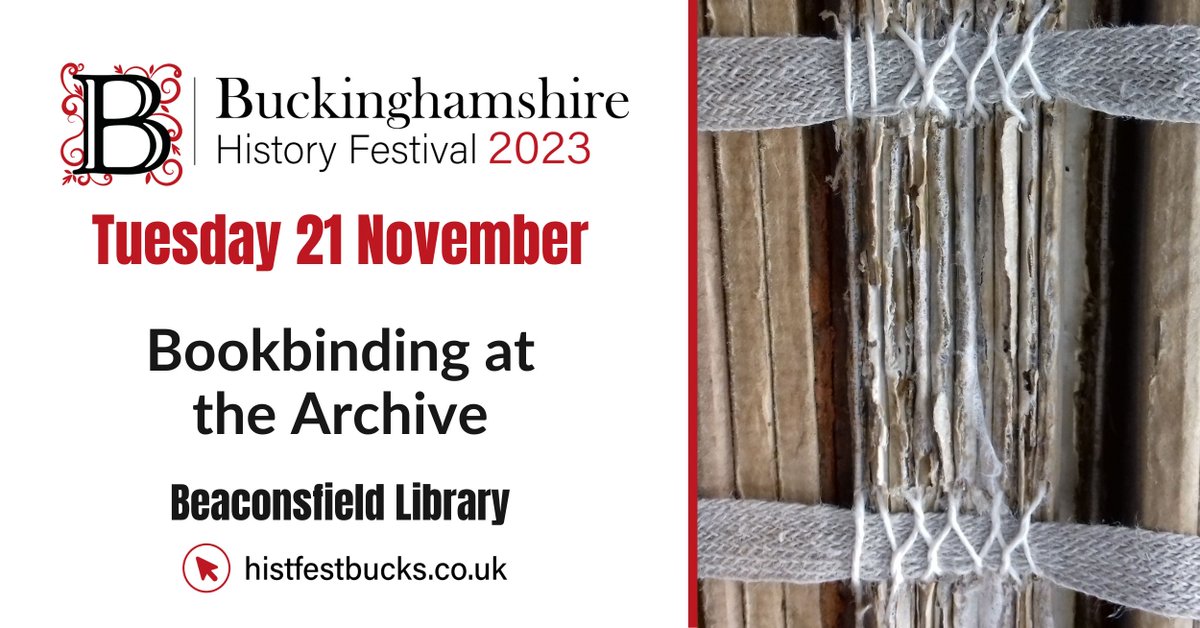 Curious about conservation? Come along to this free talk from our brilliant bookbinder and learn how he does his incredible work! Beaconsfield Library, 21st November, 1:30pm. Even more events at histfestbucks.co.uk