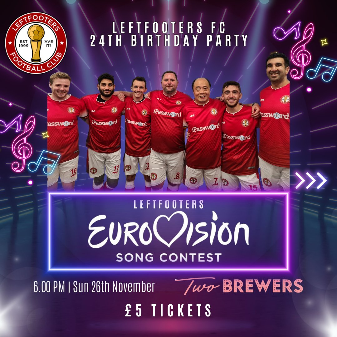 Sunday 26th November we will be hosting our 24th Birthday Party - by doing our own version of the Eurovision Song Contest Hosted by @2BrewersClapham - in Back Room. Doors from 6pm. Show starts at 7pm Tickets: £5 all proceeds going towards the club link.outsavvy.com/ta5p6h1h