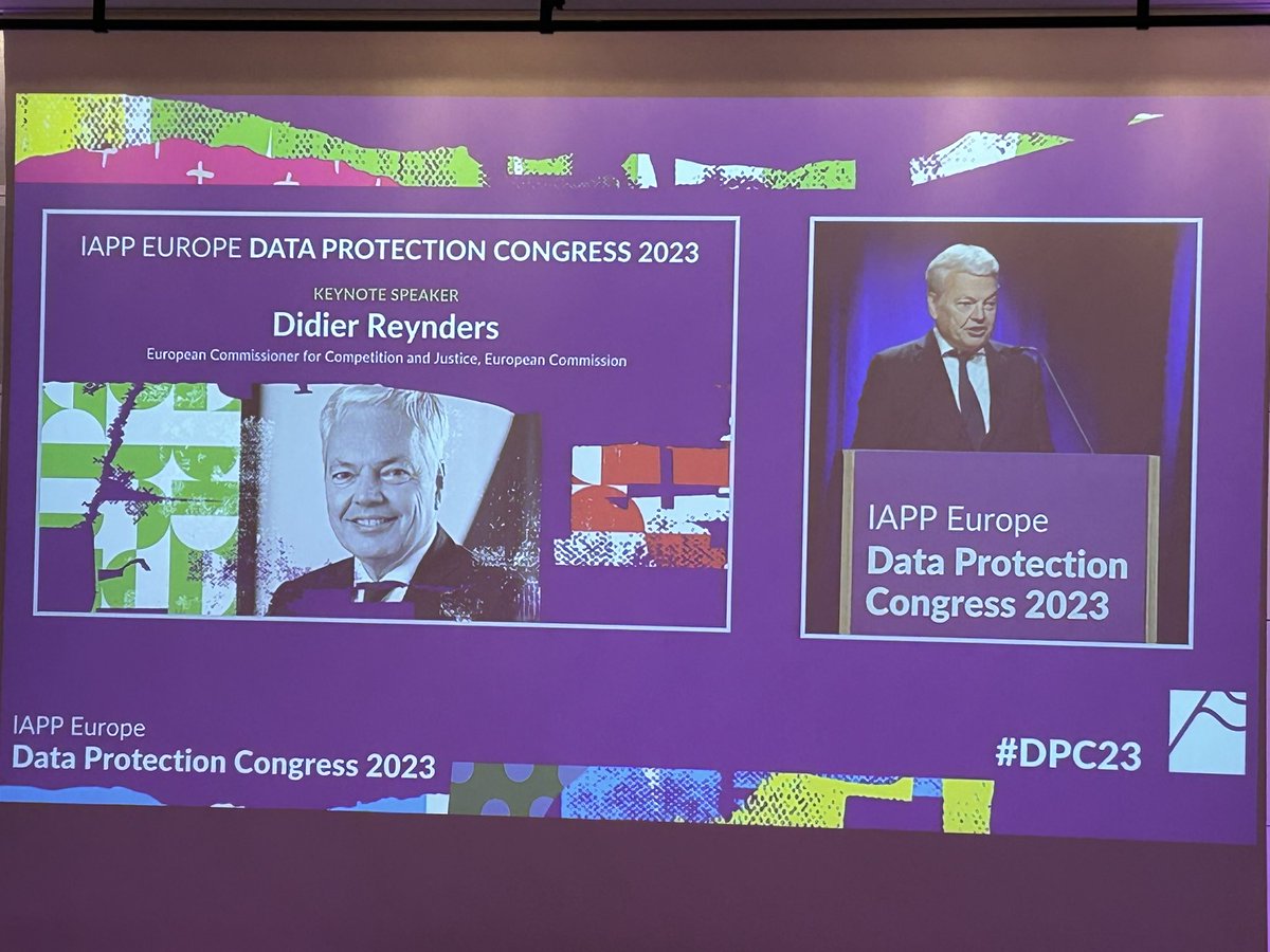 “The #GDPR is part of a broader framework of digital regulation” says <a href="/dreynders/">Didier Reynders</a> kicking off plenary at <a href="/PrivacyPros/">privacypros</a> #DPC23 deliberately reminding us to think a little more widely than about data protection.