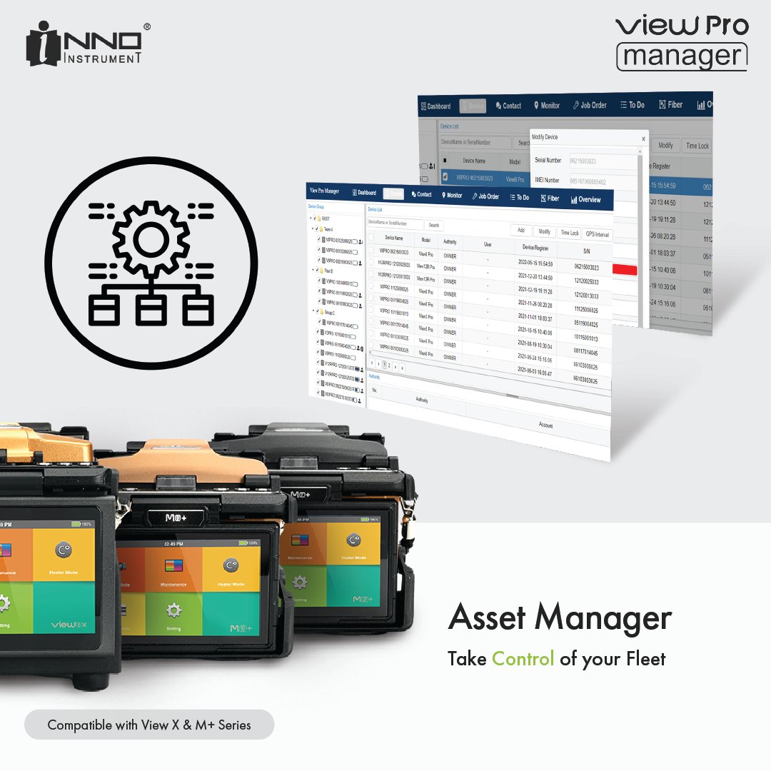 INNO_Instrument's tweet photo. Empower your fleet management with our View Pro Manager’s Asset Manager. Explore the full potential of Asset Manager for your fleet at https://t.co/slaE67sOcY #ViewProManager #ViewX #MPlusSeries #INNOInstrument #fibreoptic #FusionSplicer #fibersplice #fiberoptics https://t.co/k6rpyE68mh