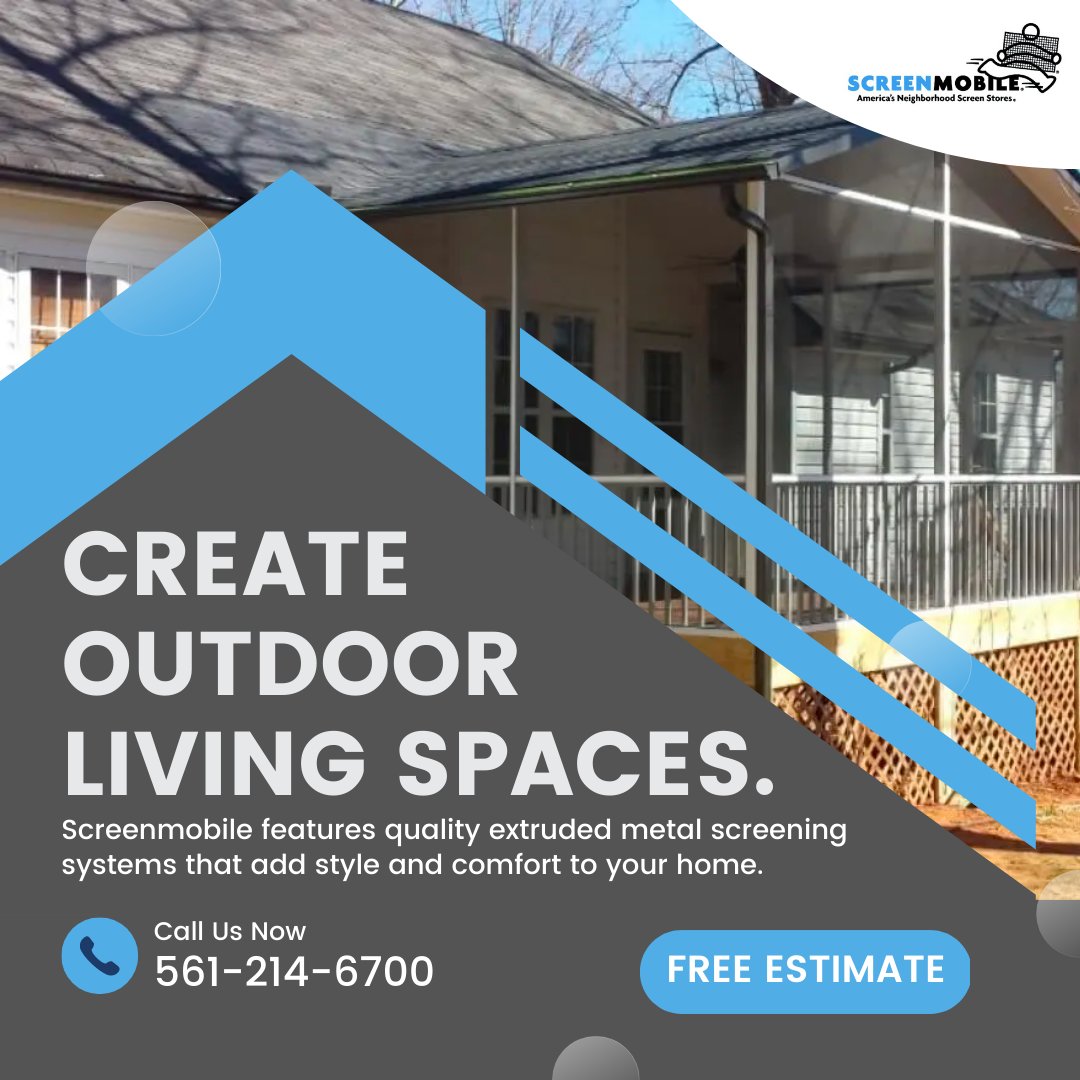 WPBScreenmobile's tweet image. ✨ Elevate your outdoor living spaces with Screenmobile! 🏡 Our quality extruded metal screening systems add style and comfort to your home. Create the perfect outdoor oasis today! ☀️ 

#Screenmobile #OutdoorLiving #ScreeningSystems #WestPalmBeach #HomeImprovement