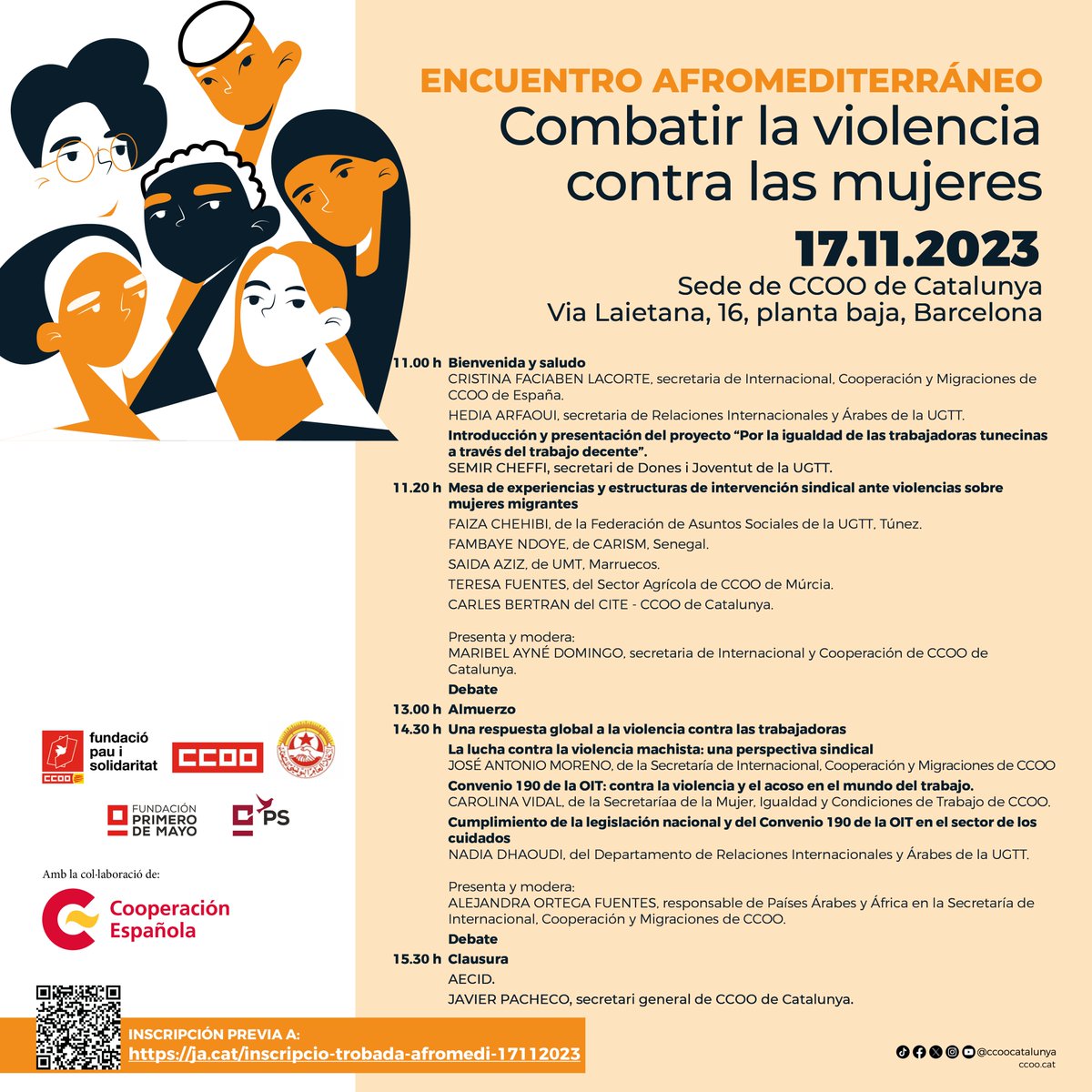 AlejandraORF's tweet photo. El SG @PachecoJpacheco da la bienvenida en la sede de @ccoocatalunya a sindicalistas de #Túnez, #Marruecos #Senegal que participan durante dos días en Barcelona en las conferencias sobre la violencia y el acoso contra las mujeres en el mundo del trabajo.
#25NAfromed #Ratify190 https://t.co/Wei0LDnLpK