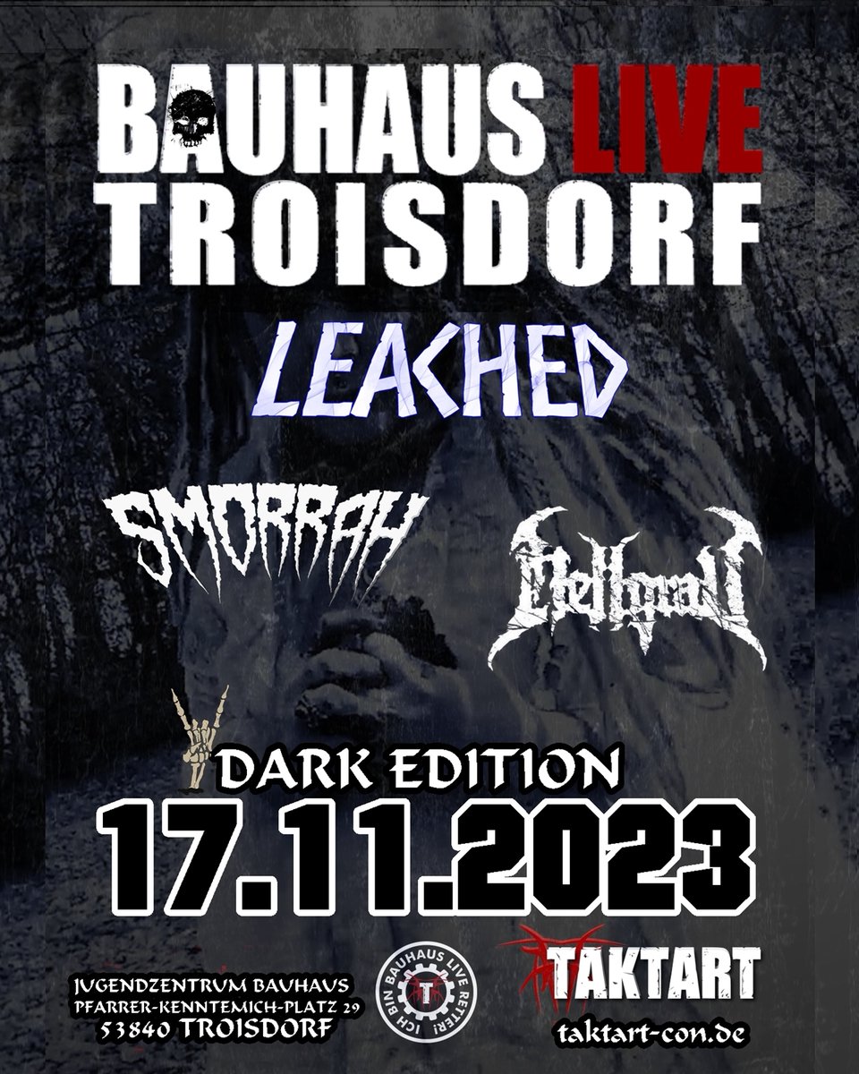Leached11's tweet image. 📷BAUHAUS LIVE TROISDORF 📷
+++ DARK NOVEMBER EDITION +++ FREITAG 17.11.23 +++
📷 Artist: ♫ Leached
(Gothic Metal – Köln) #leached #bauhauslive #troisdorf #gothicmetal