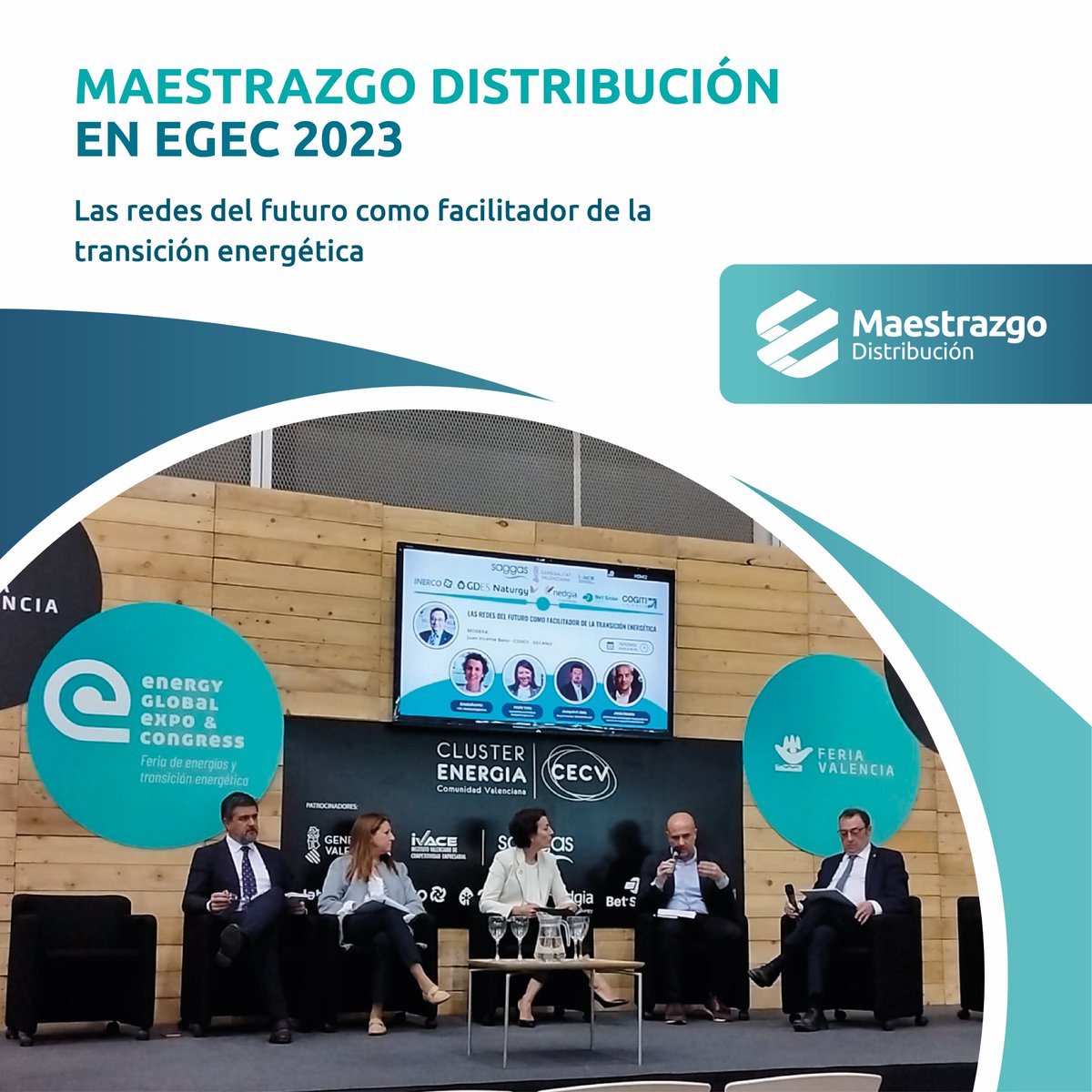 maestrazgo_dist's tweet photo. Ayer tuvimos el placer de asistir a la EGEC 2023 (Energy Global Expo and Congress), donde participamos en la mesa redonda "Las redes del futuro como facilitador de la transición energética" ⚡️¡Muchas gracias por contar con nosotros! @EnergyGlobalVLC @EnergiaComVal https://t.co/j8GtMPo8sa