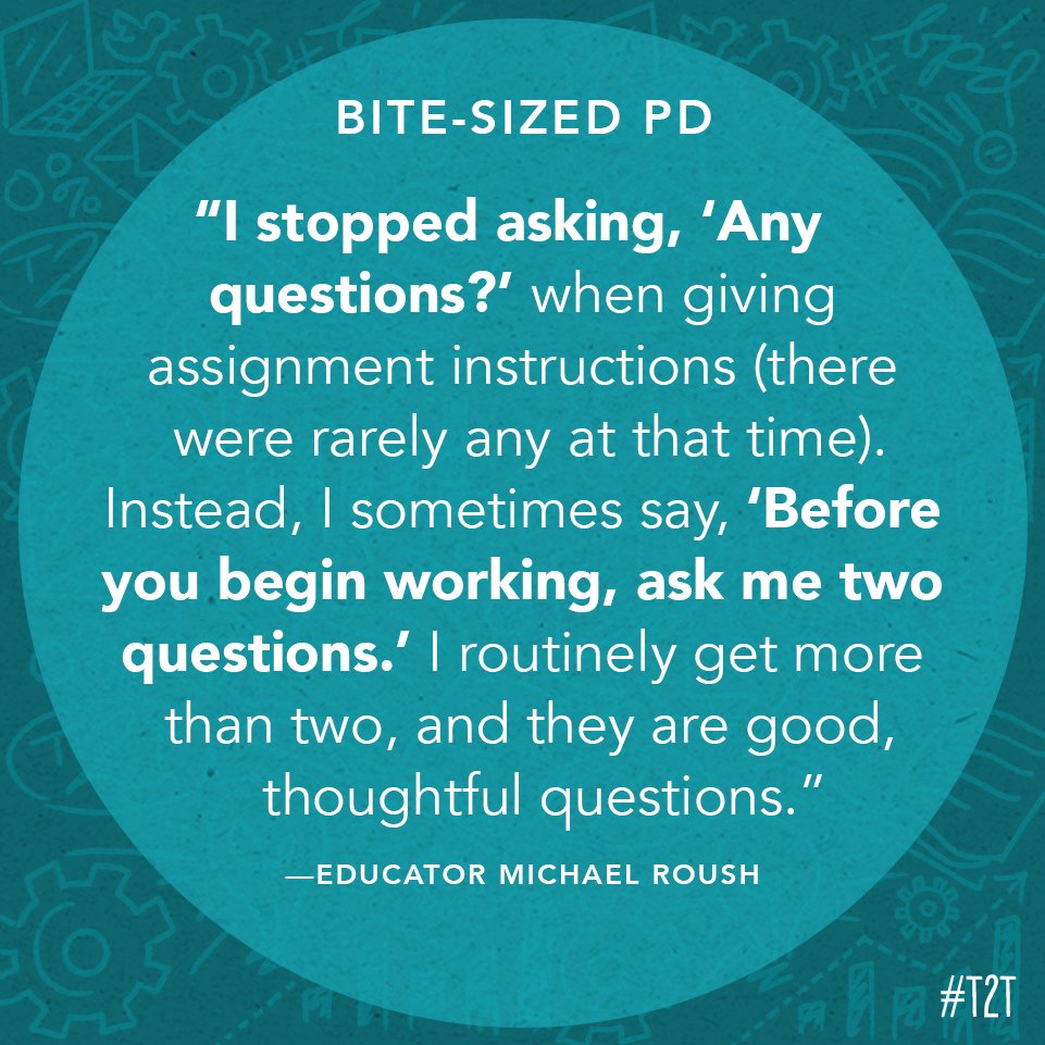 teacher2teacher's tweet image. Harness the power of thoughtful questions with this #BiteSizedPD from educator @mdroush: