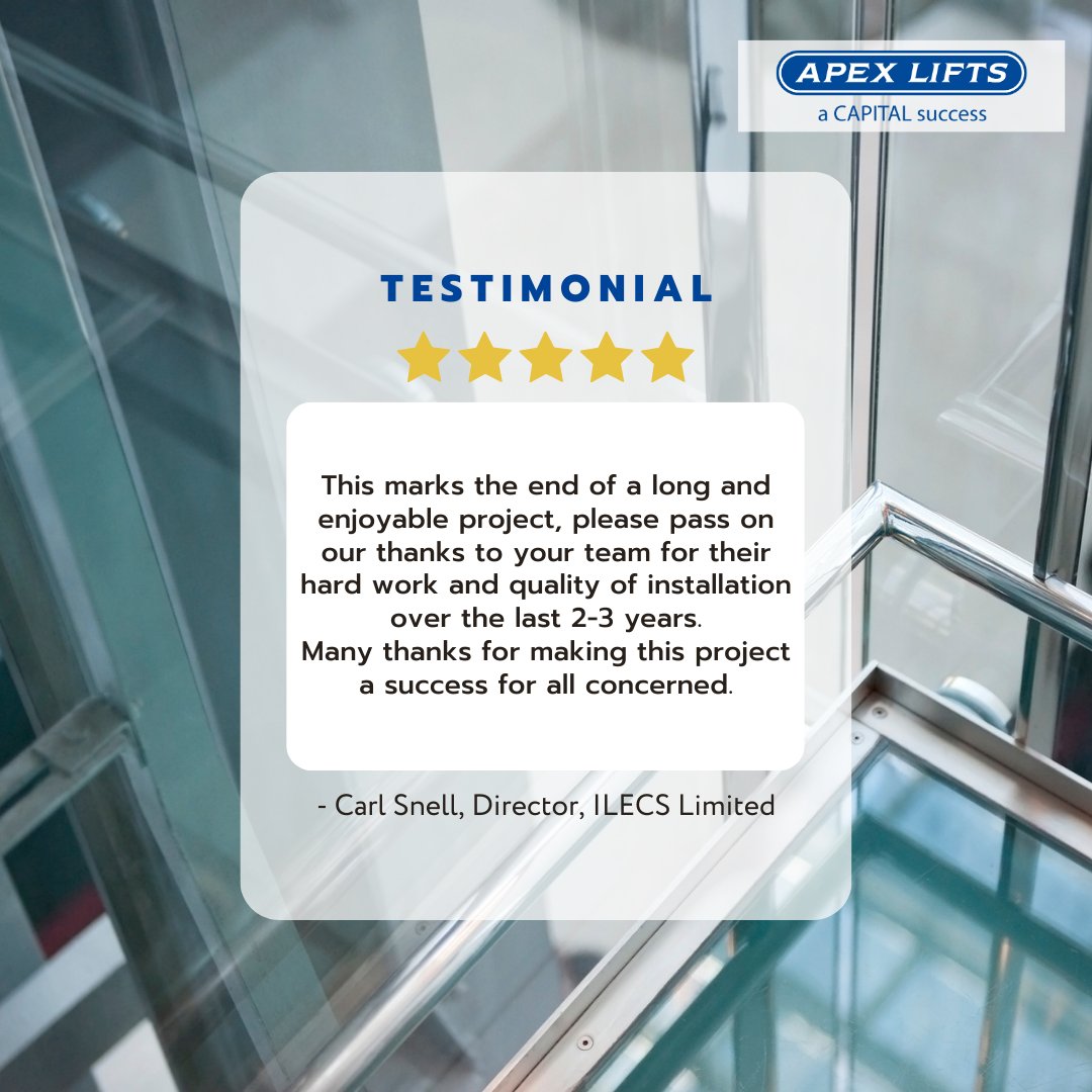 ⭐ Customer Testimonial ⭐

For more information on our services and what our clients have to say, visit our website: apexlifts.com

#testimonial #customerreview #positivefeedback