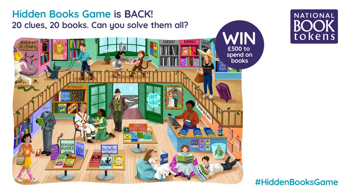 Booklovers, your favourite game is back! 📚🔎 Guess all 20 books in the #HiddenBooksGame and you could win a £500/€500 National Book Token to spend in your local bookshop (the best gift ever, in our opinion). Play now: hiddenbooks.nationalbooktokens.com/?utm_medium=so…