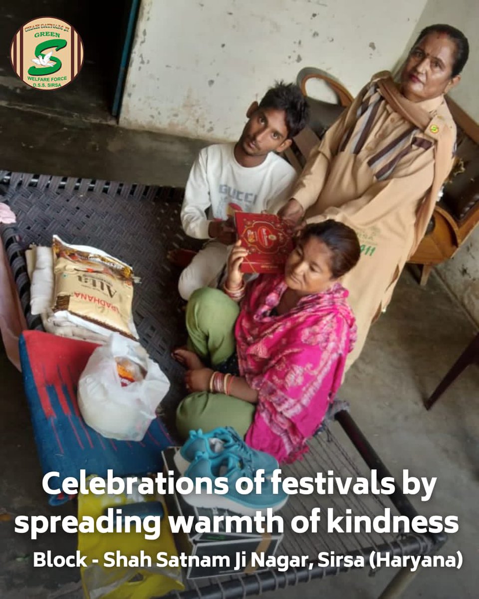 GreenSwelfares's tweet photo. Bringing the sweetness of festivities to Sirsa's slums, Shah Satnam Ji Green 'S' Welfare Force Wing volunteers distributed clothes and sweets, weaving threads of joy all around! Their kindness reminds us that the spirit of celebration knows no bounds. #FestiveVibes #SharingIsCaring #DeraSachaSauda