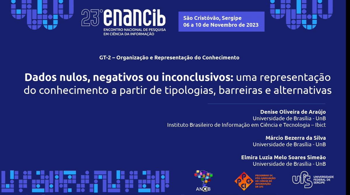 marciobdsilva's tweet image. O nosso artigo foi agraciado com o 2° lugar na modalidade resumo expandido no GT (2) &quot;Organização e Representação do Conhecimento&quot;.

Trata-se de uma pesquisa de Mestrado em andamento da orientanda Denise Oliveira. 

#enancib2023 #ufs #knowledgerepresentation #dadosnnis #darkdata