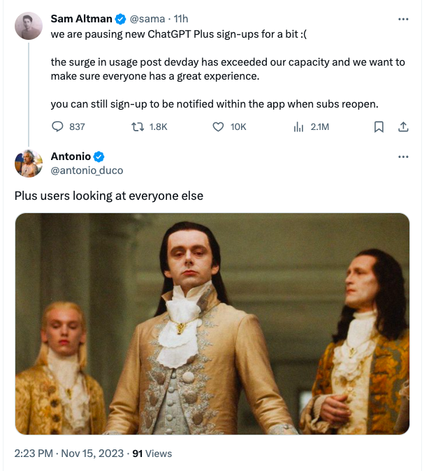 ChatGPTBuzz's tweet photo. We couldn't agree more! @antonio_duco 

Who has still not signed up to ChatGPT plus or are we all ChatGPT maxis up in here? https://t.co/khXfxZIRU7