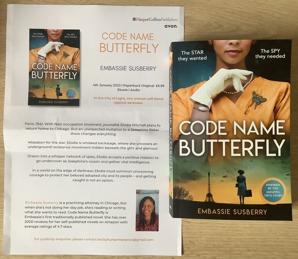 Lindahill50Hill's tweet photo. Good gracious @Bookish_Becky, this @EmSusberry #CodeNameButterfly out from @AvonBooksUK in pb on 4th January sounds right up my street! Thank you so much for sending me a copy. https://t.co/PYws7tWIFI