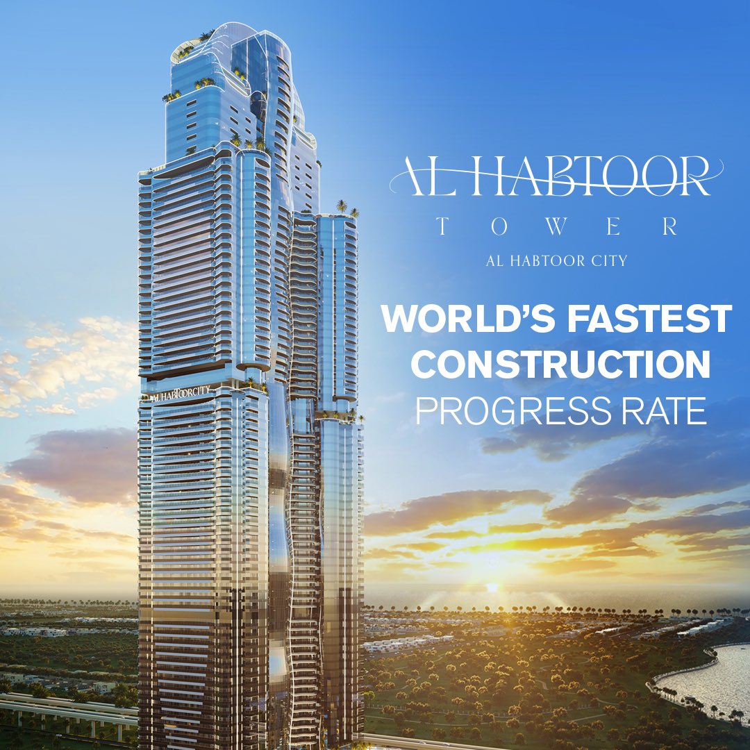 #AlHabtoorTower will revolutionize Dubai's skyline! Introducing an unprecedented foundation system—80m deep barrettes + 15m plunge steel column. Cut construction time by 6 months, with a single column-barrettes combo holding a massive 220,000 KN (22,000 Ton). Developed by local