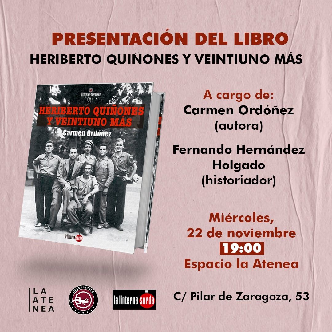 El próximo miércoles tendremos un evento muy especial en @espaciolaatenea, donde dialogaremos junto a Fernando Hernández sobre el nuevo libro de Carmen Ordóñez, un exhaustivo trabajo de investigación que parte de un sumario judicial de 1942.