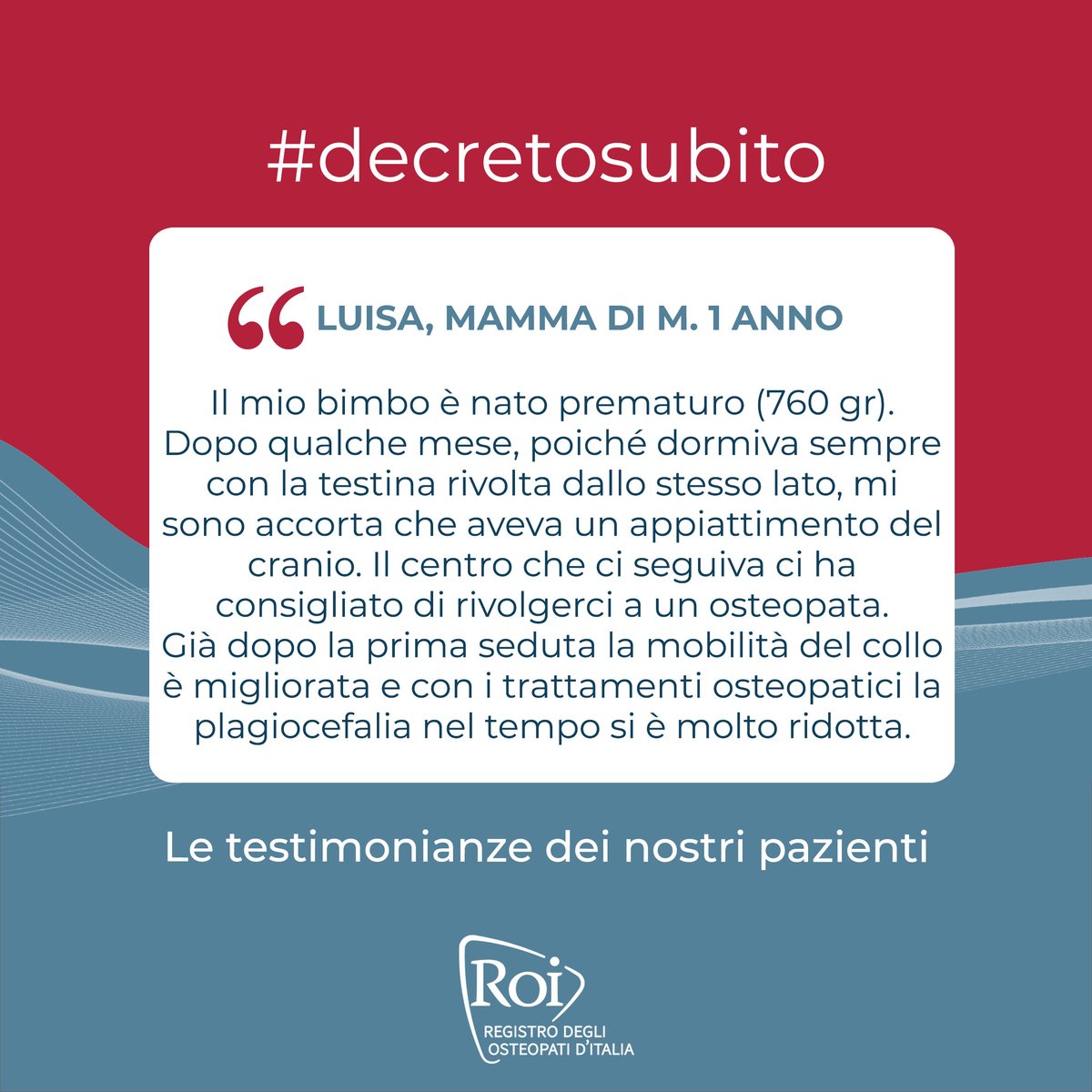 Ecco la TESTIMONIANZA di Luisa, una nostra paziente, mamma di un bimbo nato prematuro.

L'#osteopatia è un diritto di tutti! Firma qui
bit.ly/PetizioneOsteo…

#osteopatiaprofessionesanitaria #WorldPrematurityDay2023