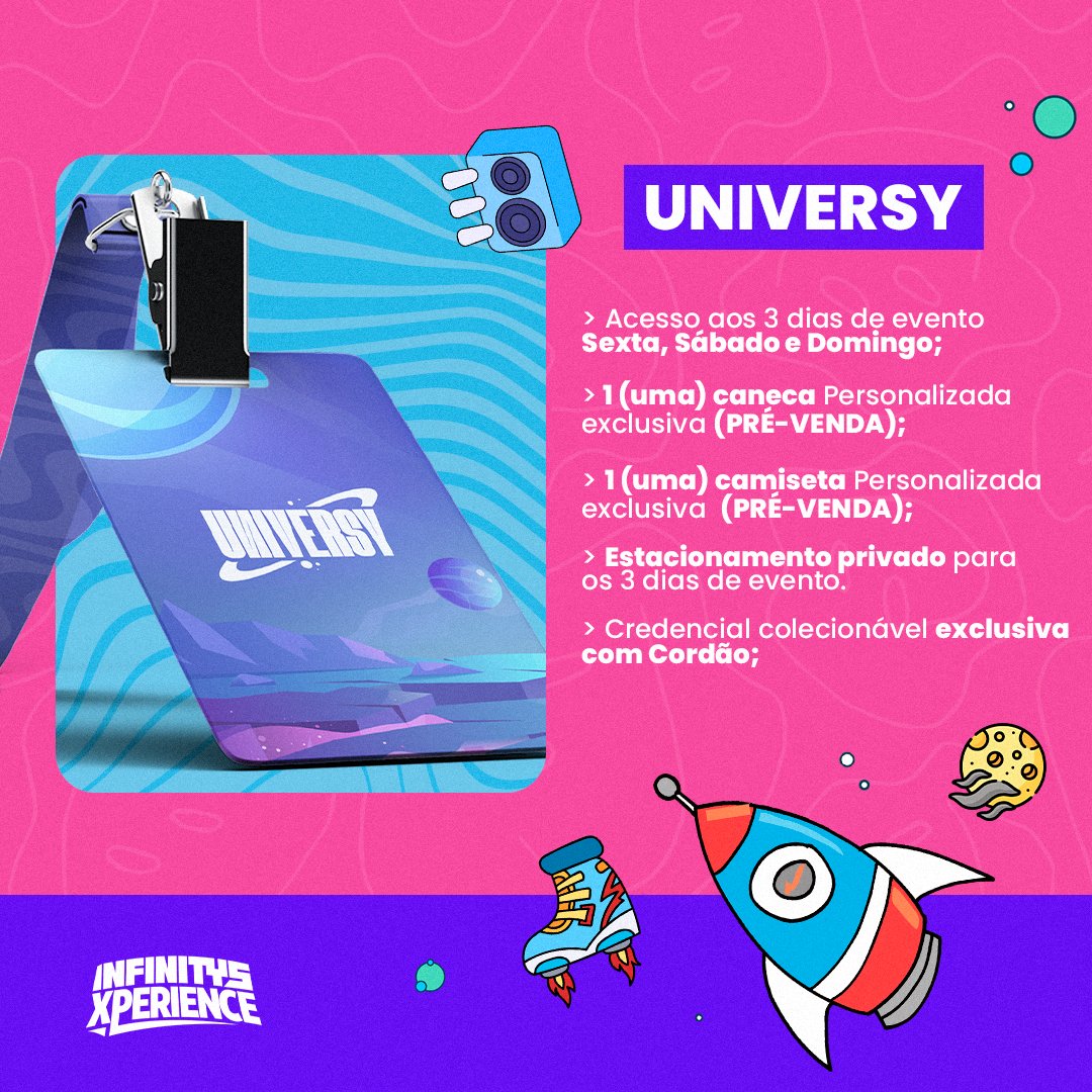 infinitysxp's tweet photo. Dá só uma nas nossas credenciais! 🤩

Já adquiriu a sua? 

#infinitysxp #mucamuriçoca #linhares #espiritosanto https://t.co/p5fKtTvdoj