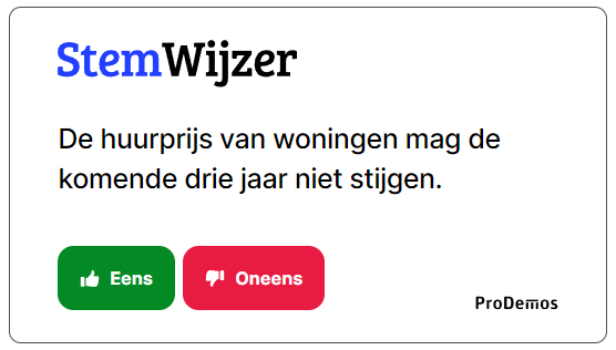 🏠 De huurprijs van woningen mag de komende drie jaar niet stijgen. 

👉Wat vind jij? Doe de StemWijzer op StemWijzer.nl

#StemWijzer #TK2023 #TweedeKamer #verkiezing
