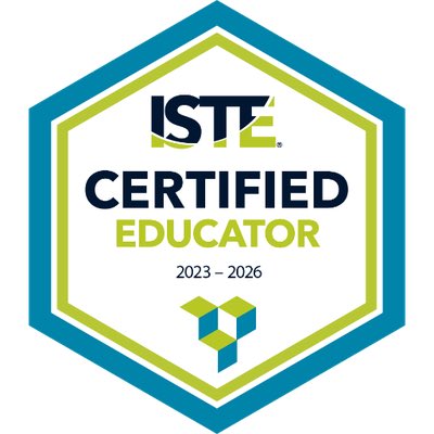 TechieMiddie's tweet photo. Excited to share my ISTE certification. Grateful for the opportunity and support from @INeLearn @KeepINLearning @MiddleburyComm1 @iste https://t.co/YhYhiMMb4r