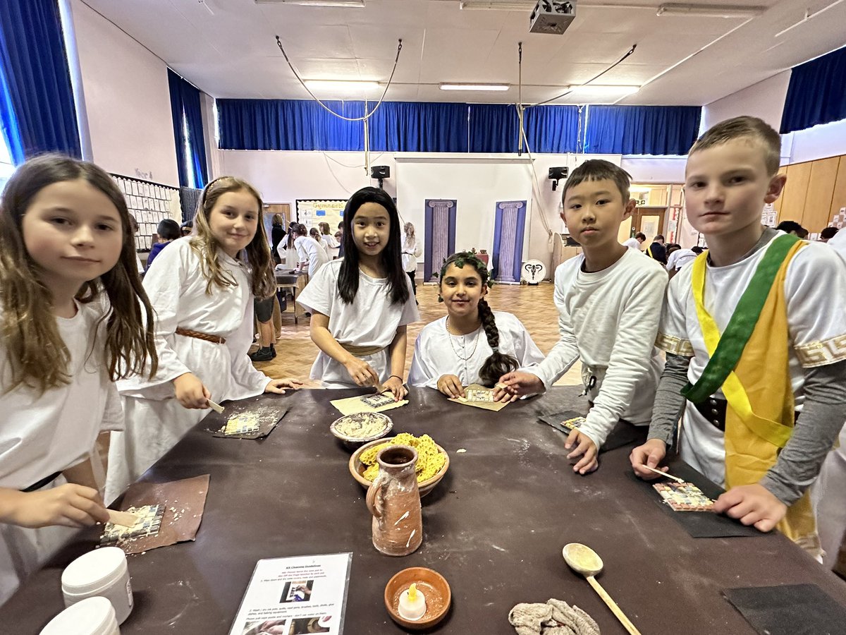 CrabtreeYr5's tweet photo. Y5 are enjoying their Greek day! 10 different Ancient Greek activities to choose from, the children choose which ones #democracy https://t.co/f74w4gh89l